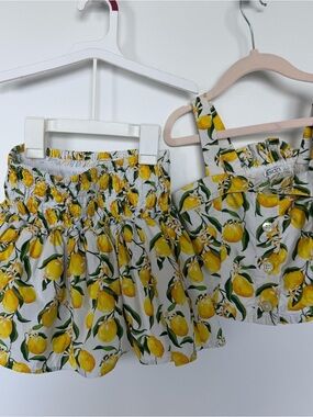 Crewcuts Lemon-Print Smocked Mini Skirt - and Smocked Corset Top